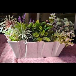 VINTAGE Red Wing Art Deco Pottery Pink and Blue Rectangular Planter Vase # 1265